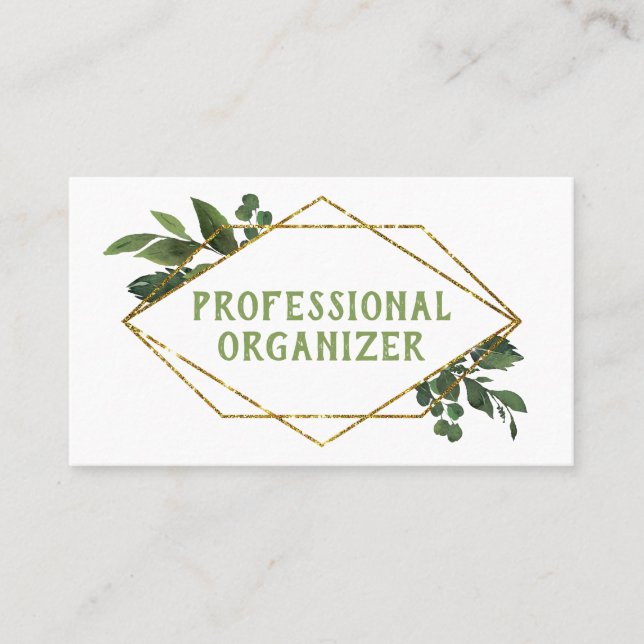 Carte De Visite Organisateur professionnel moderne de verdure géom (Devant)
