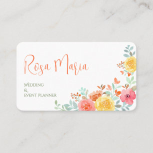 Carte De Visite Organisatrice d'événement floral aquarelle féminin