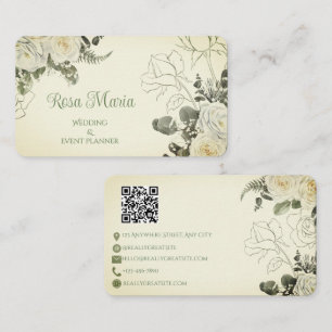 Carte De Visite Organisatrice d'événement floral aquarelle féminin