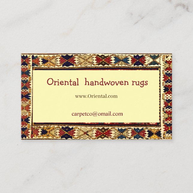Carte De Visite Oriental rug design in  warm colors (Devant)