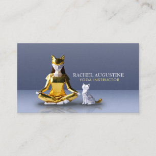 Carte De Visite Origami Gold Foil Yoga Méditer Catwoman and Cat