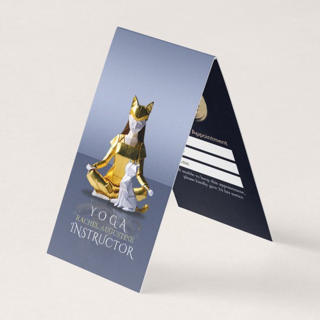 Carte De Visite Origami Gold Yoga Méditerranéen Catwoman Tarificat (Devant)