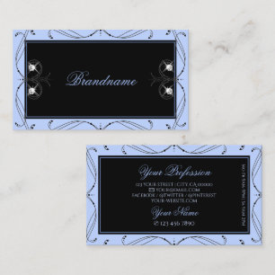 Carte De Visite Ornat Diamants d'étincelle bleu-noir ornemental