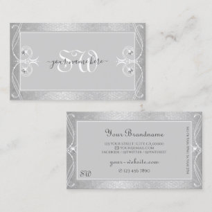 Carte De Visite Ornate Silver Grey Mosaic Bijoux étincelants Monog
