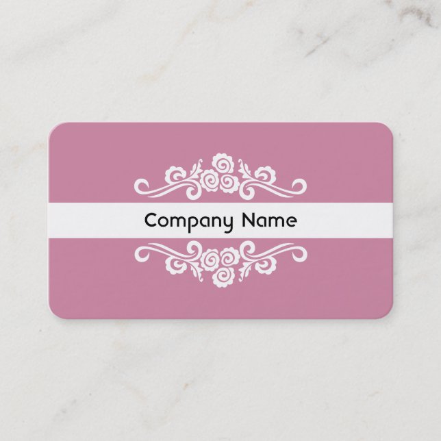 Carte De Visite Ornement - Blanc sur Rose Cashmere (Devant)