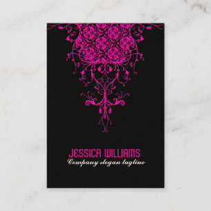 Carte De Visite Ornement De Dentelle Rose Et Noire Chaud
