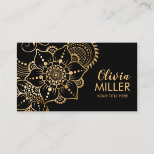 Carte De Visite Ornement d'or Floral Mehndi