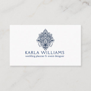 Carte De Visite Ornement en dentelle bleu marine
