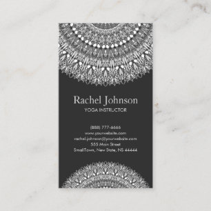Carte De Visite Ornement floral monochrome de mandala
