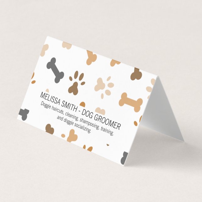 Carte De Visite Os de chien et Empreintes de pattes (Devant)