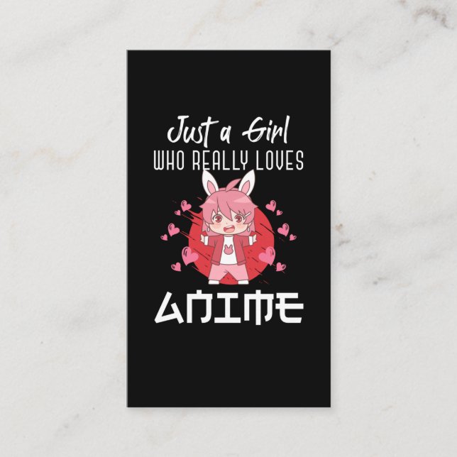 Carte De Visite Otaku Girl aime Anime Manga Japonais Fan de bande  (Devant)