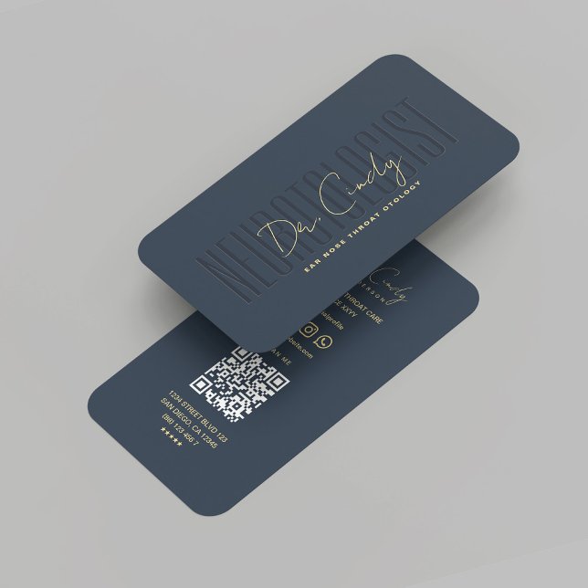 Carte De Visite Otologie moderne Neurotologue ENT Docteur Dark Blu (Modern Otology Neurotologist ENT Ear Nose throat Specialist Doctor Dark Blue Business Card
)