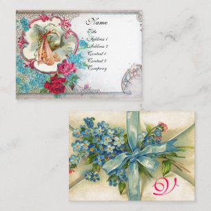 Carte De Visite OUBLIEZ MOINS STORK BABY SHOWER 2 MONOGRAM blanc