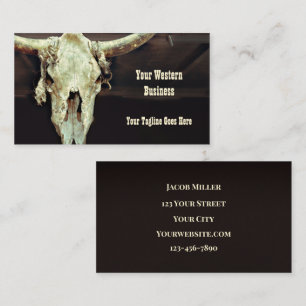 Carte De Visite Ouest Beige Brown Russe Bull Vache crâne Barne