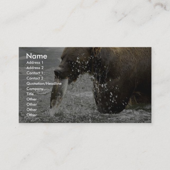 Carte De Visite Ours Brown alimentant sur le saumon (Devant)
