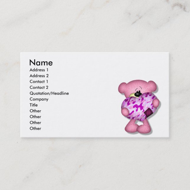Carte De Visite ours colosse rose (Devant)