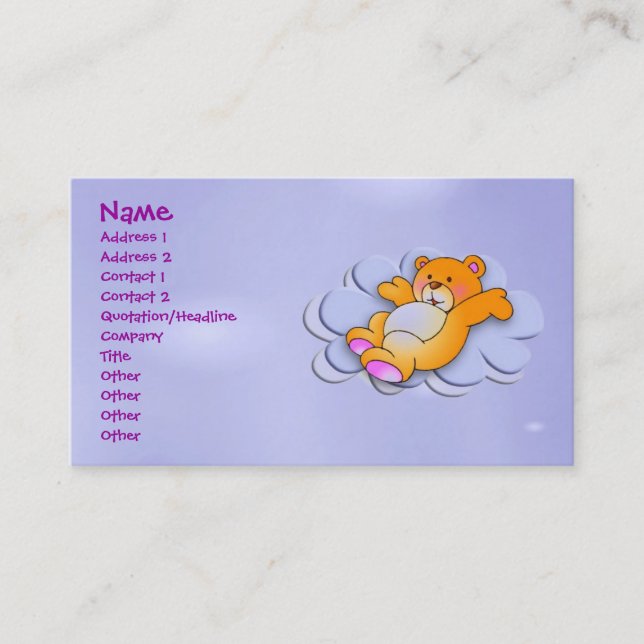 Carte De Visite Ours doux (Devant)