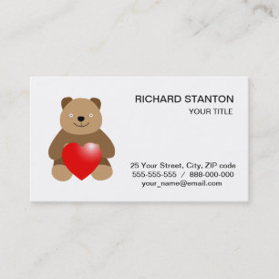 Carte De Visite Ours drôle au coeur