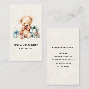 Carte De Visite Ours en peluche mignonne avec cadeaux de Noël