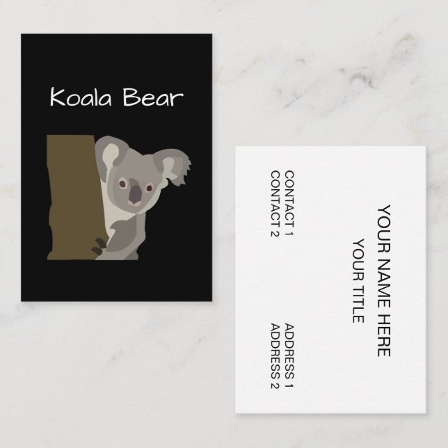 Carte De Visite Ours Koala Animal Faune (Devant / Derrière)