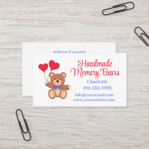 Carte De Visite Ours mémoire en peluche avec codes QR