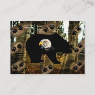 Carte De Visite Ours Noir Ourson Aigle Ours Empreintes de pattes W