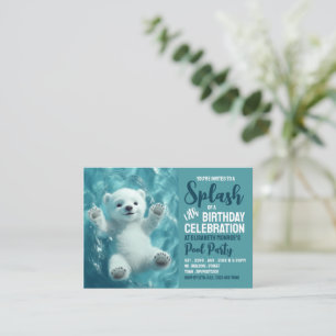 Carte De Visite Ours polaire, fête de la piscine Anniversaire Bill