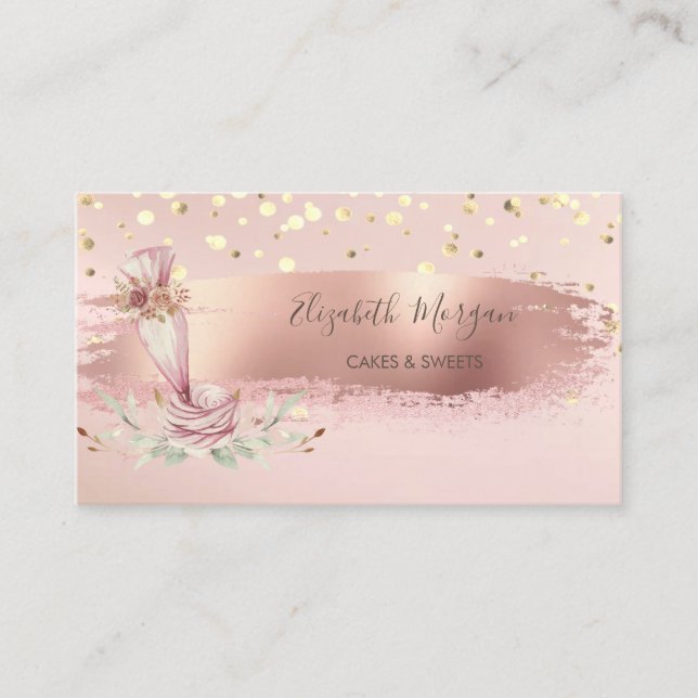 Carte De Visite Outil boulangerie, Confetti en or, Brosse (Devant)
