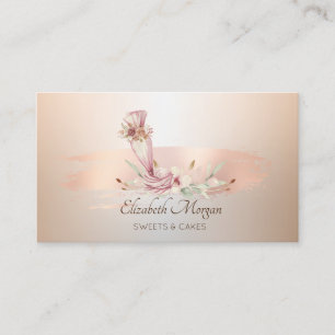 Carte De Visite Outil de boulangerie Rose à fleur Gold Brush