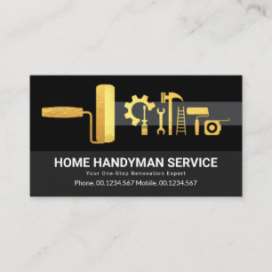 Carte De Visite Outil élégant Gold Handyman Rénovation