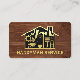 Carte De Visite Outil Gold Handyman Accueil Sur Le Grain De Bois