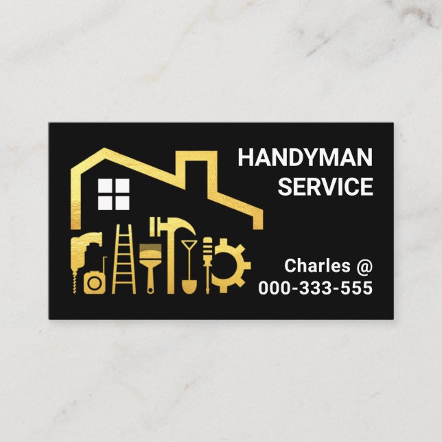 Carte De Visite Outil Gold Handyman Home Réparation (Devant)
