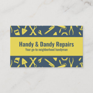 Carte De Visite Outil illustré jaune Handman Custom