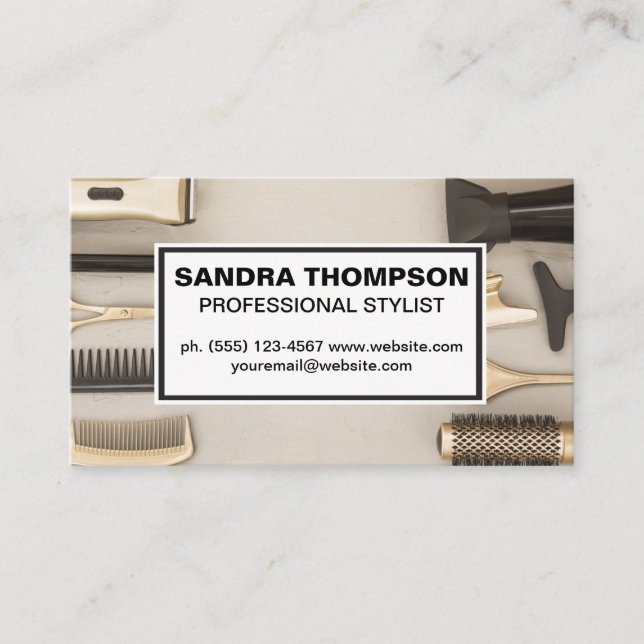 Carte De Visite Outil Salon Hair Stylist (Devant)