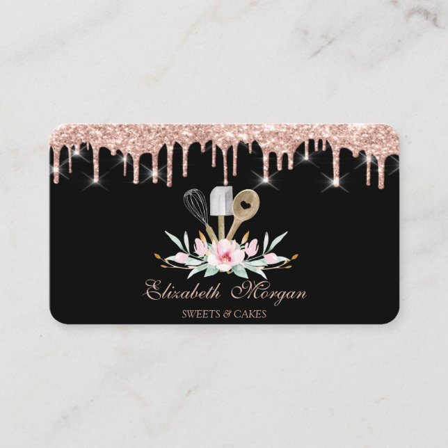 Carte De Visite Outils à main de pâtisserie Parties scintillant (Devant)