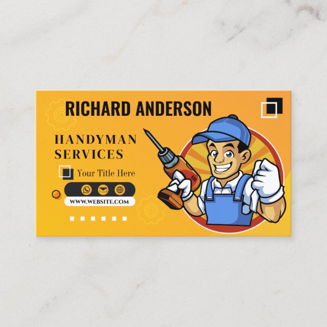 Carte De Visite Outils Carré Handyman Inspiré Personnalisé (Devant)
