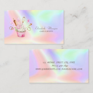 Carte De Visite Outils de boulangerie moderne Cupcake Flower Holog
