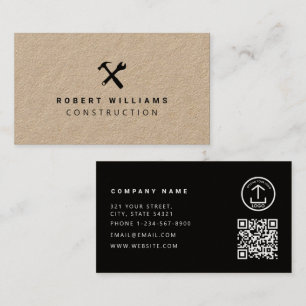 Carte De Visite Outils de bricoleur de construction Code QR Kraft 