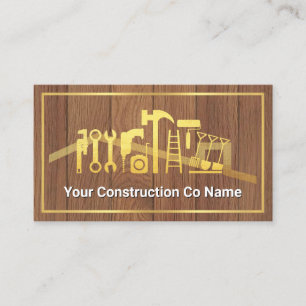 Carte De Visite Outils de bricoleur en or Cadre en bois