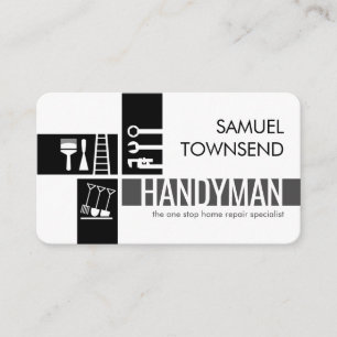 Carte De Visite Outils de bricoleur gris silhouette entrecroisée
