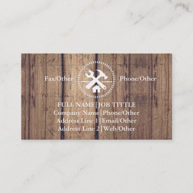 Carte De Visite Outils de charpentier de construction professionne (Devant)