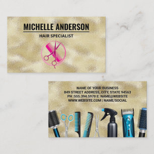 Carte De Visite Outils de coiffeur   Salon
