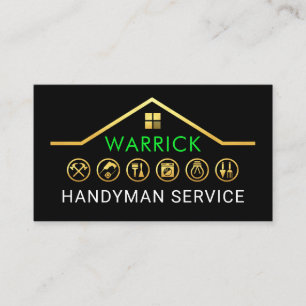 Carte De Visite Outils de construction de Handyman en or Toiture