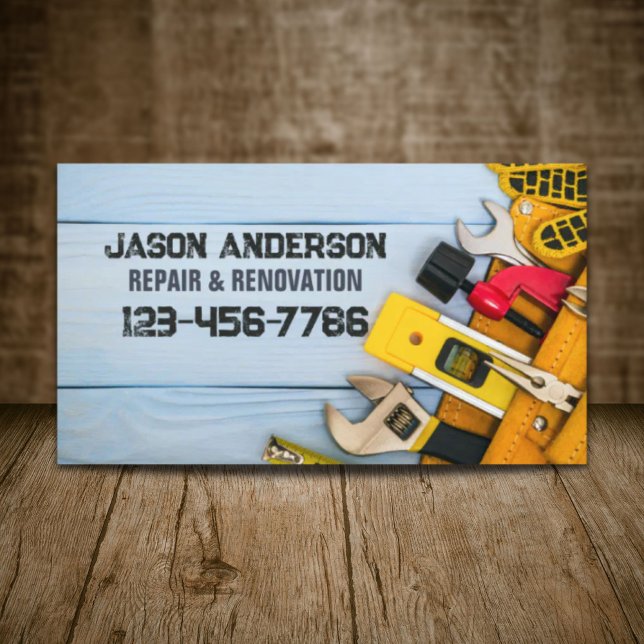 Carte De Visite Outils de construction Rénovation Réparation Handy (Construction Tools Renovation Repair Handyman Business Card)