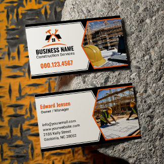 Carte De Visite Outils de contractant professionnels Orange Blanc