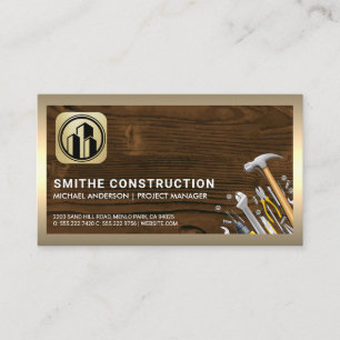Carte De Visite Outils de création   Bois   Bordure or