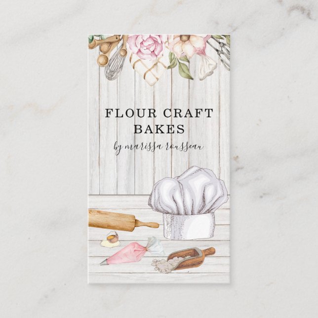 Carte De Visite Outils de cuisson à l'aquarelle du chef pâtissier  (Devant)