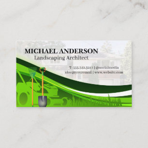 Carte De Visite Outils de jardin de tondeuse de pelouse   Paysage 