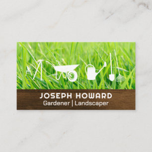 Carte De Visite Outils de jardinage   Couper l'herbe   Bois