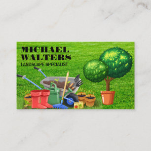 Carte De Visite Outils de jardinage de brouette Topiaire
